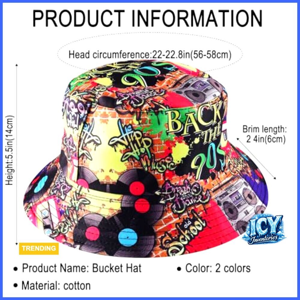 Reversible Cotton Bucket Hat Sun Protection Foldable Travel Beach - Picture 5 of 7
